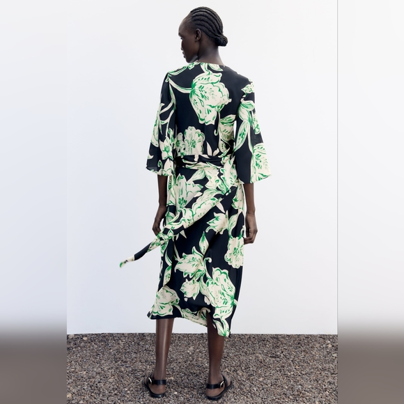 NWT Zara Floral Printed Wrap Dress - 3002/198 - Picture 8 of 16